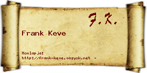 Frank Keve névjegykártya